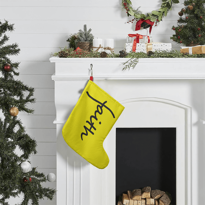 Faith (Black) – Giant Holiday Stocking (Yellow) – Gift for Her - Gift for Him