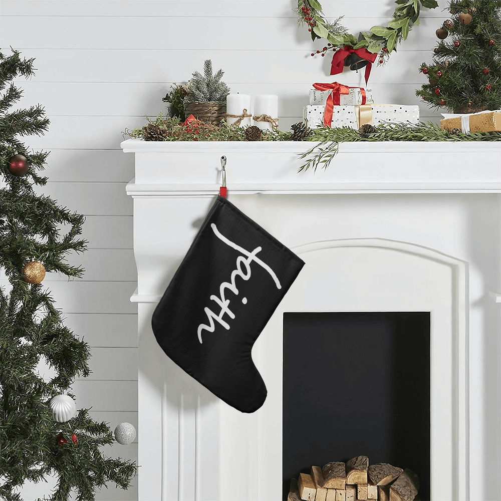 Faith (White) - Giant Holiday Stocking - Gift for Her - Gift for Him
