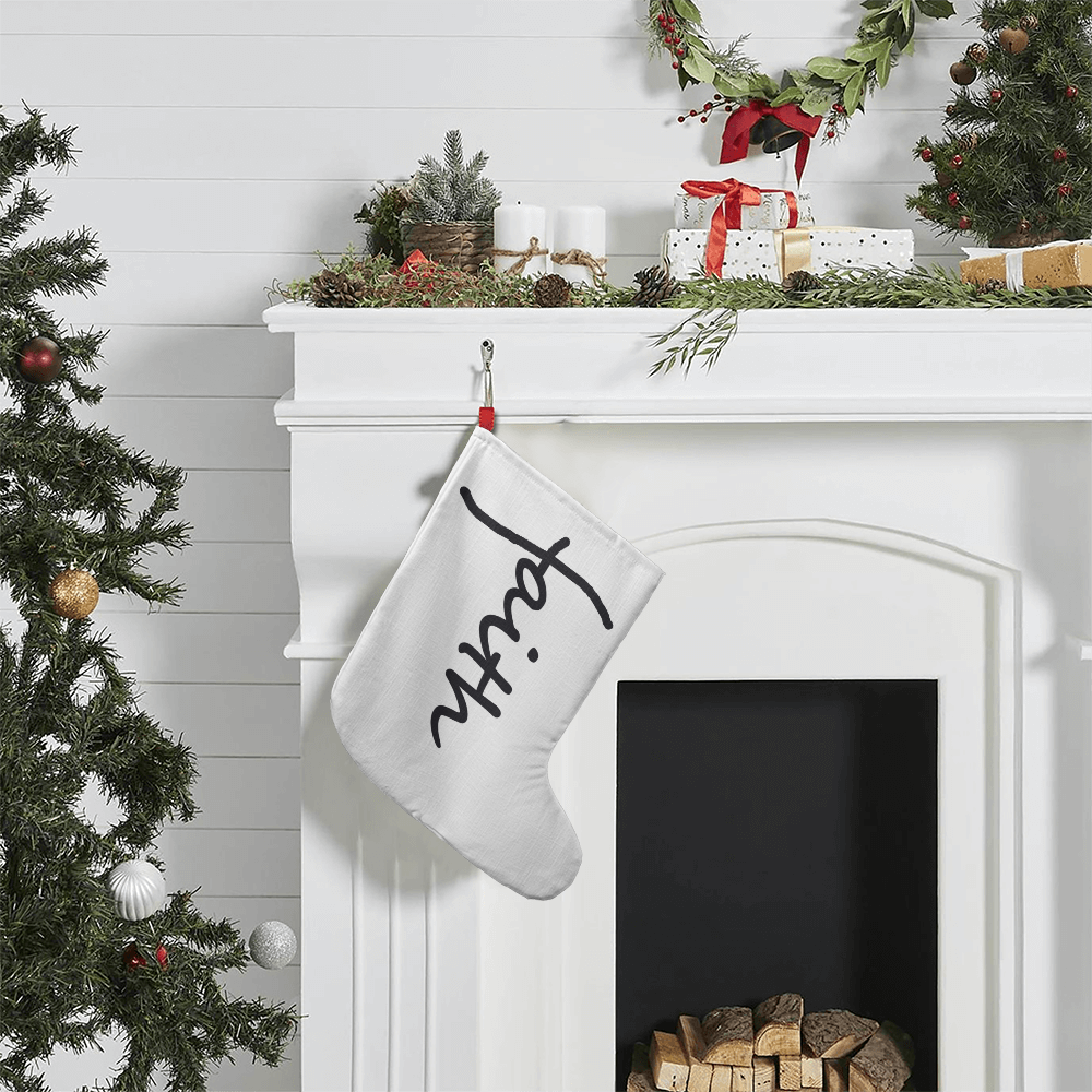 Faith (Black) - Giant Holiday Stocking - Gift for Her - Gift for Him