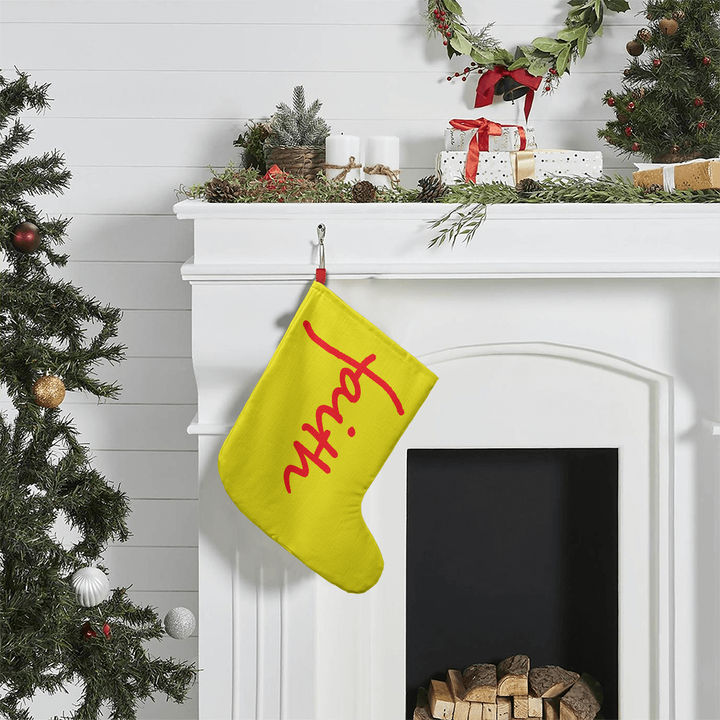 Faith (Red) – Giant Holiday Stocking (Yellow) – Gift for Her - Gift for Him