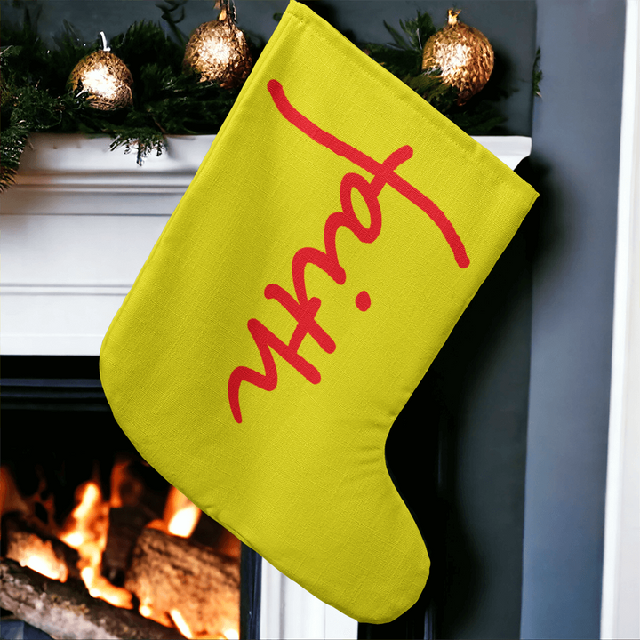 Faith (Red) – Giant Holiday Stocking (Yellow) – Gift for Her - Gift for Him