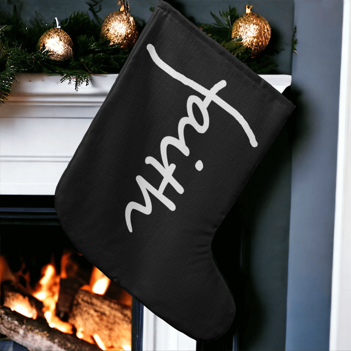 Faith (White) – Giant Holiday Stocking – Gift for Her - Gift for Him