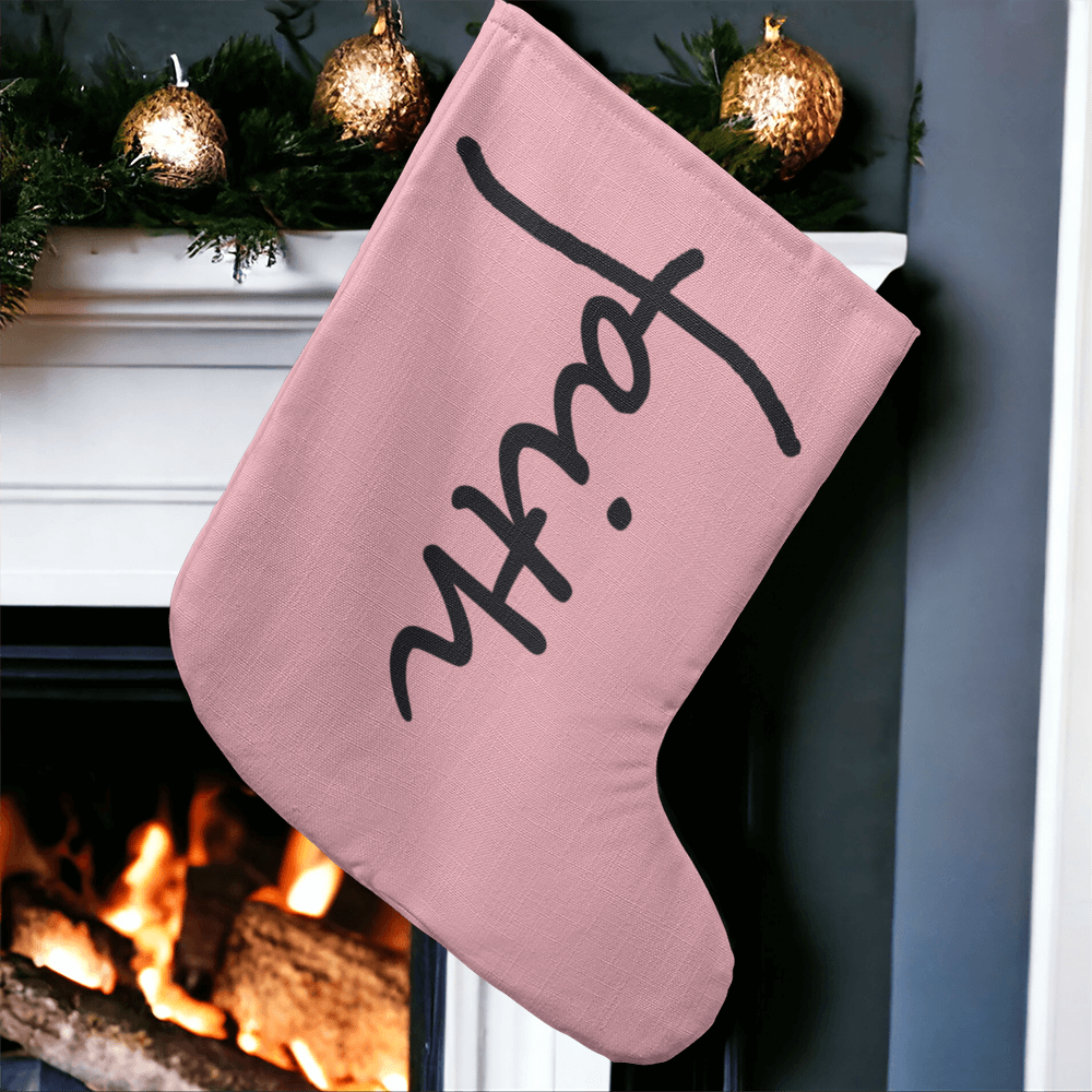 Faith (Black) - Giant Holiday Stocking (Pink) - Gift for Her - Gift for Him