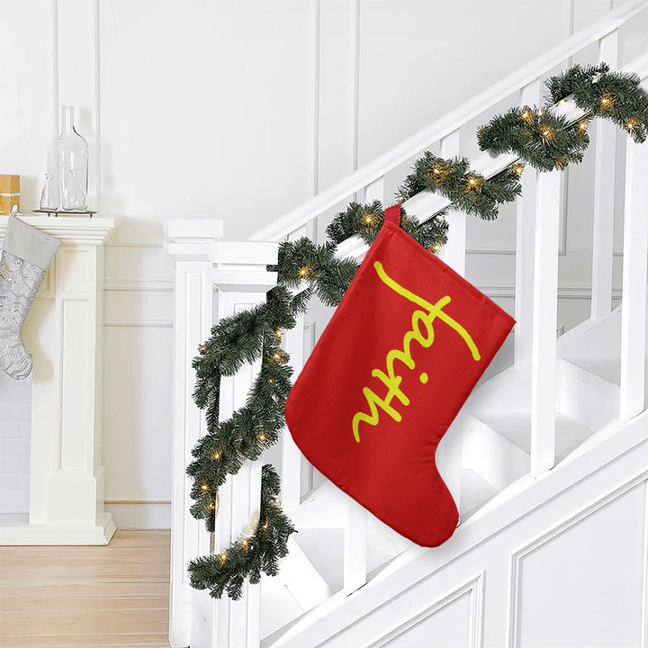 Faith (Yellow) – Giant Holiday Stocking (Red) – Gift for Her - Gift for Him