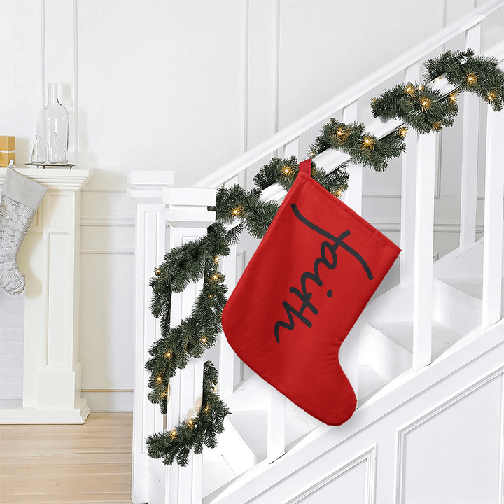 Faith (Black) – Giant Holiday Stocking (Red) – Gift for Her - Gift for Him