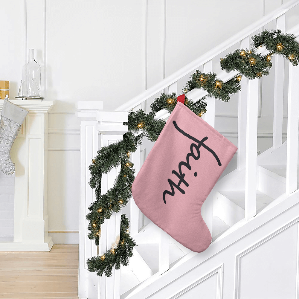 Faith (Black) - Giant Holiday Stocking (Pink) - Gift for Her - Gift for Him