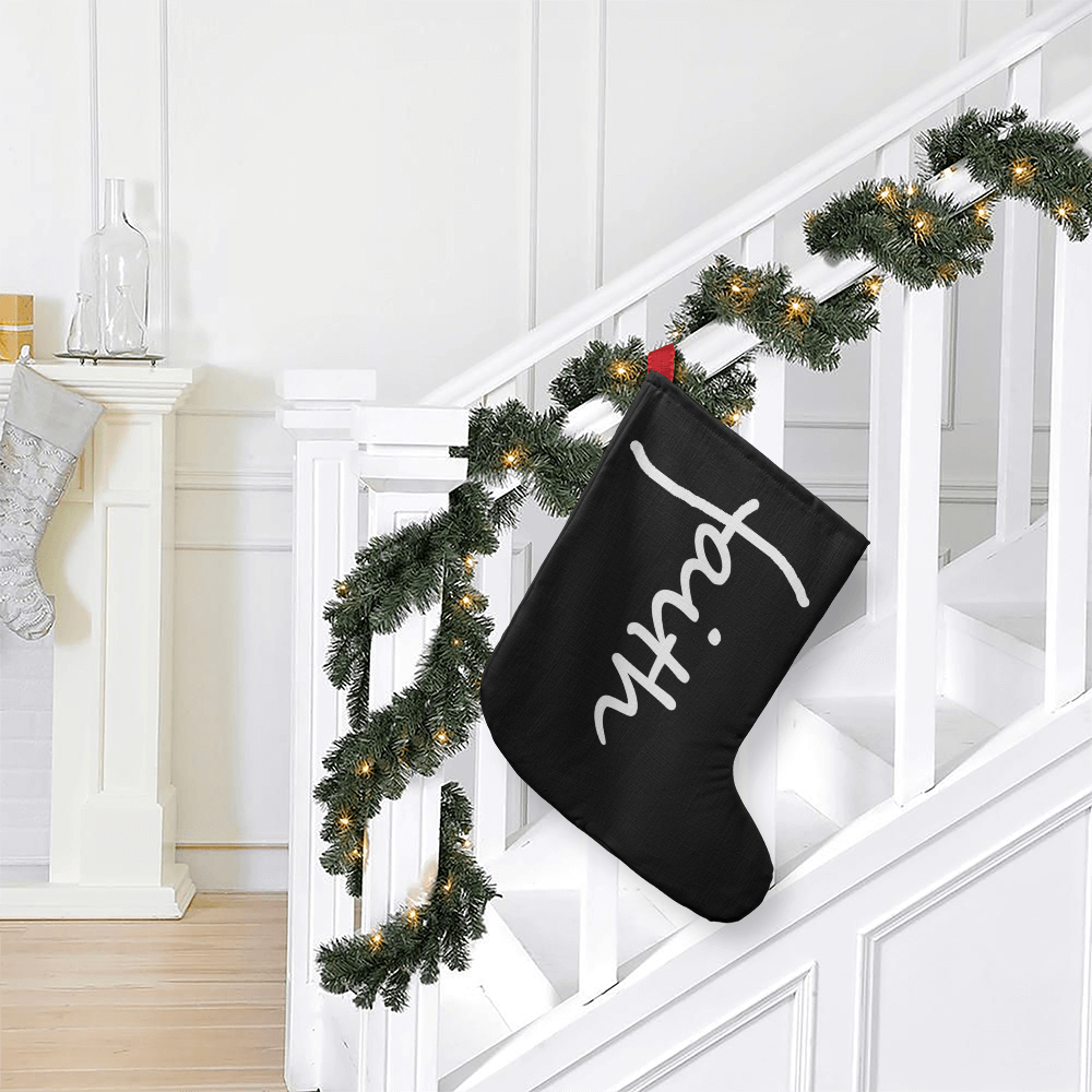 Faith (White) - Giant Holiday Stocking - Gift for Her - Gift for Him