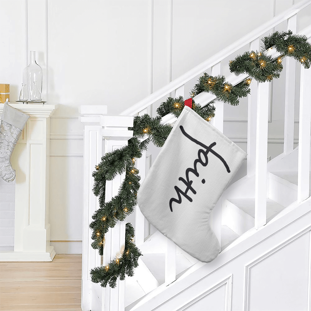 Faith (Black) - Giant Holiday Stocking - Gift for Her - Gift for Him