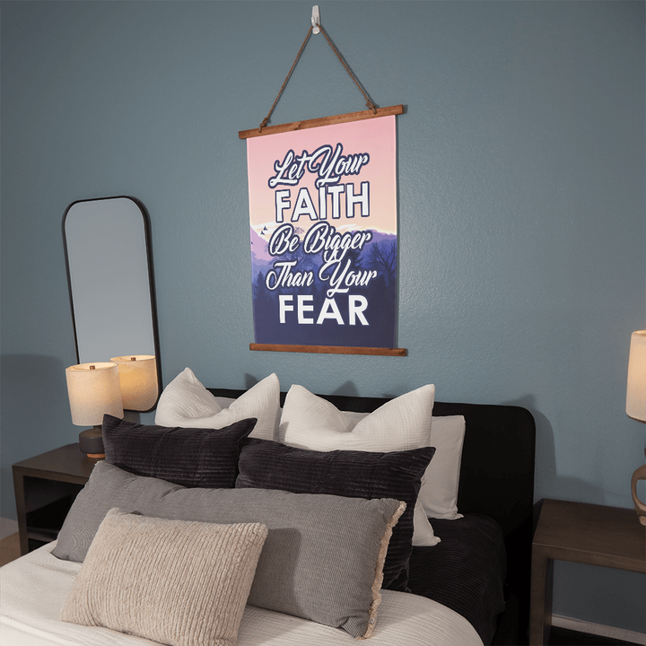 Let Your Faith Be Bigger Than Your Fear Wood Framed Wall Tapestry – Gift for Her - Gift for Him