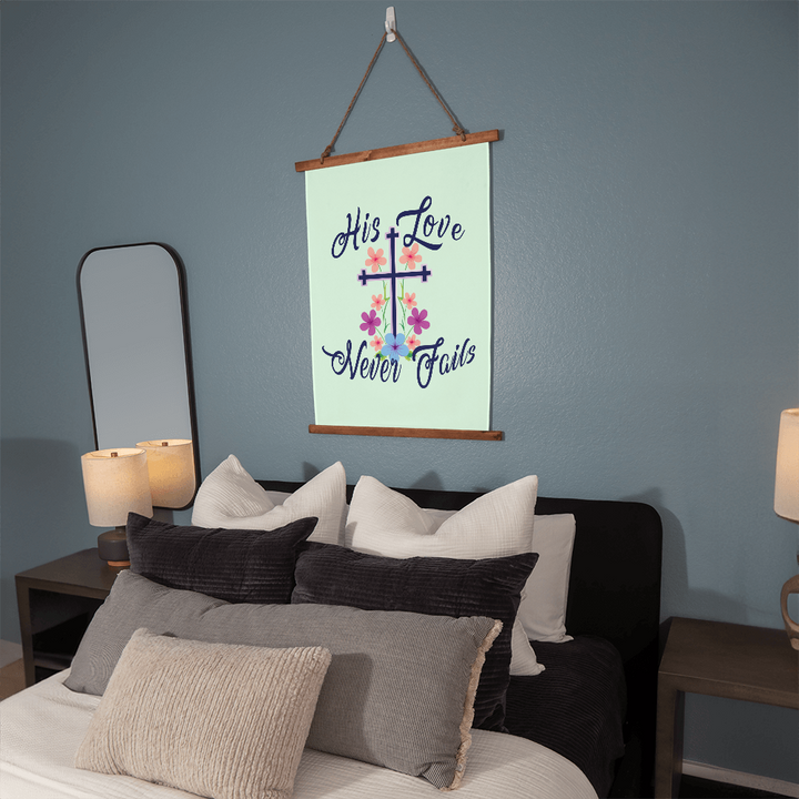 His Love Never Fails Wall Tapestry – Gift for Her