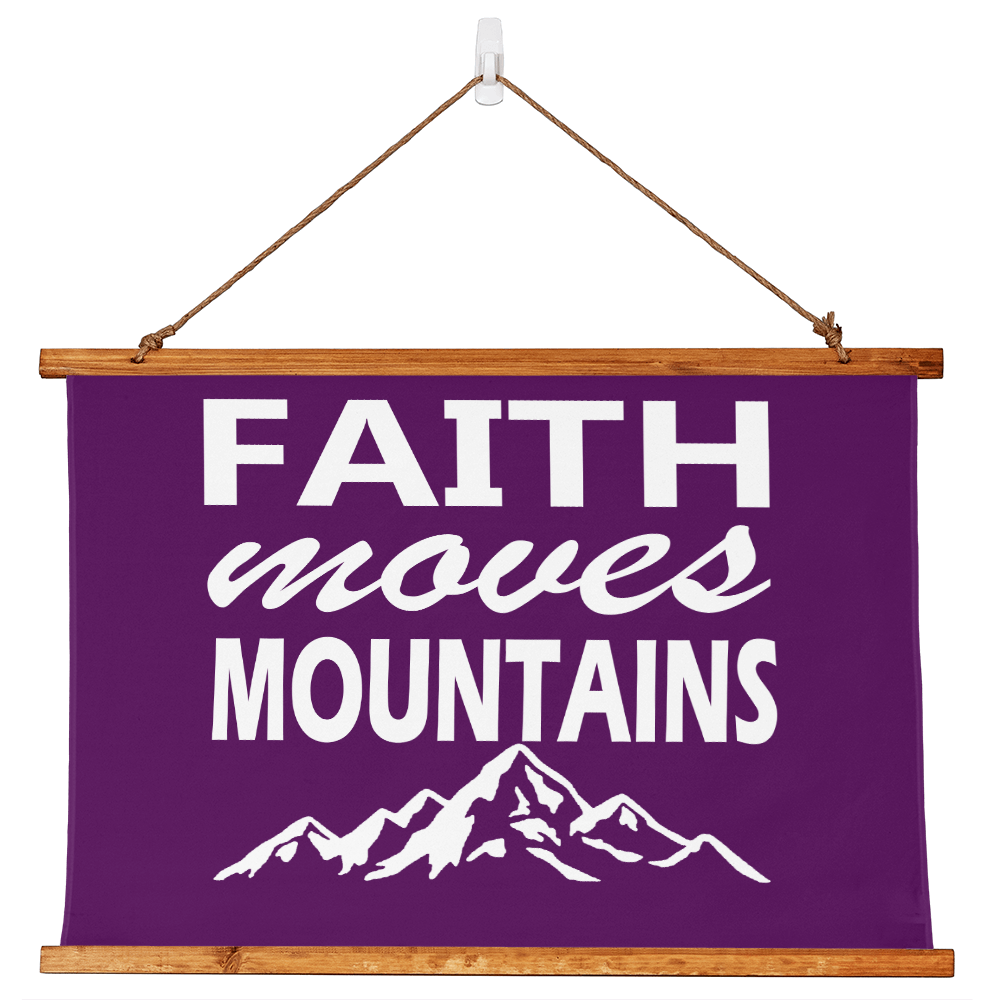 Faith Moves Mountains (White) - Wood Framed Wall Tapestry (Landscape) - Gift for Her - Gift for Him
