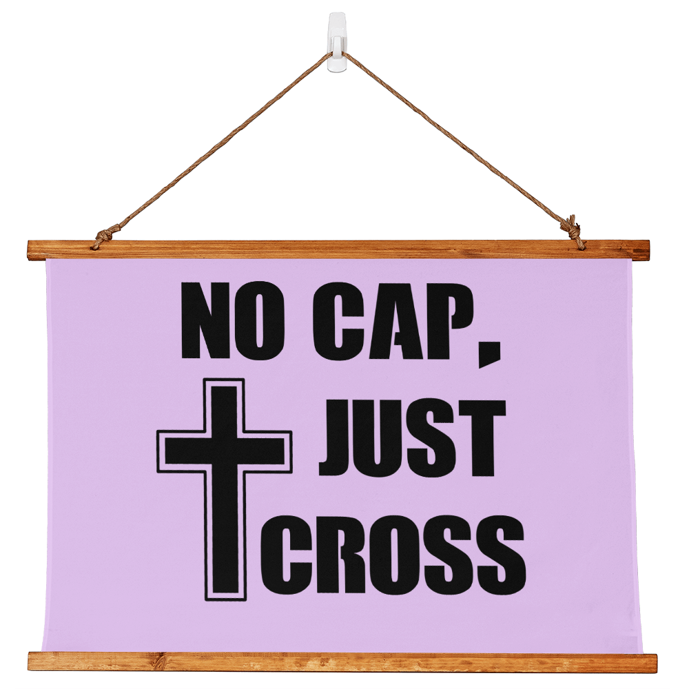 No Cap, Just Cross - Wood Framed Wall Tapestry (Landscape) - Gift for Her - Gift for Him