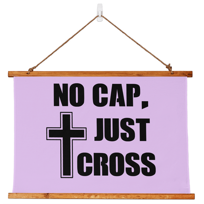 No Cap, Just Cross - Wood Framed Wall Tapestry (Landscape) - Gift for Her - Gift for Him