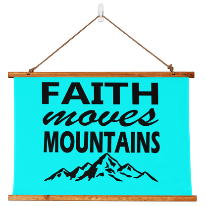 Faith Moves Mountains (Black) - Wood Framed Wall Tapestry (Landscape) - Gift for Her - Gift for Him