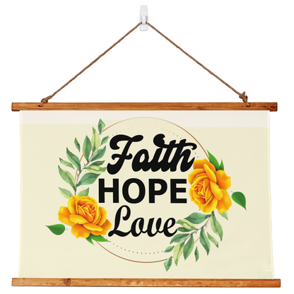 Faith Hope Love - Wood Framed Wall Tapestry (Landscape) - Gift for Her