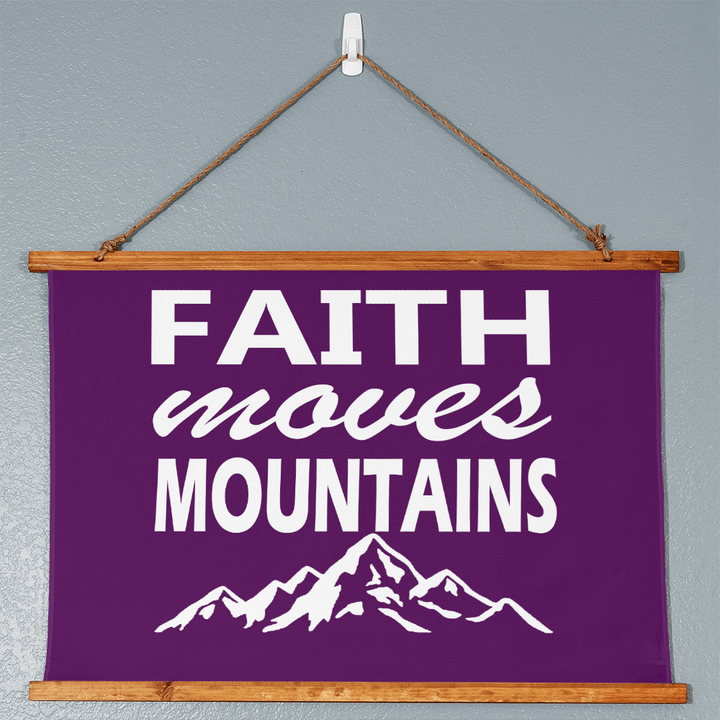 Faith Moves Mountains (White) Wood Framed Wall Tapestry (Landscape) – Gift for Her - Gift for Him
