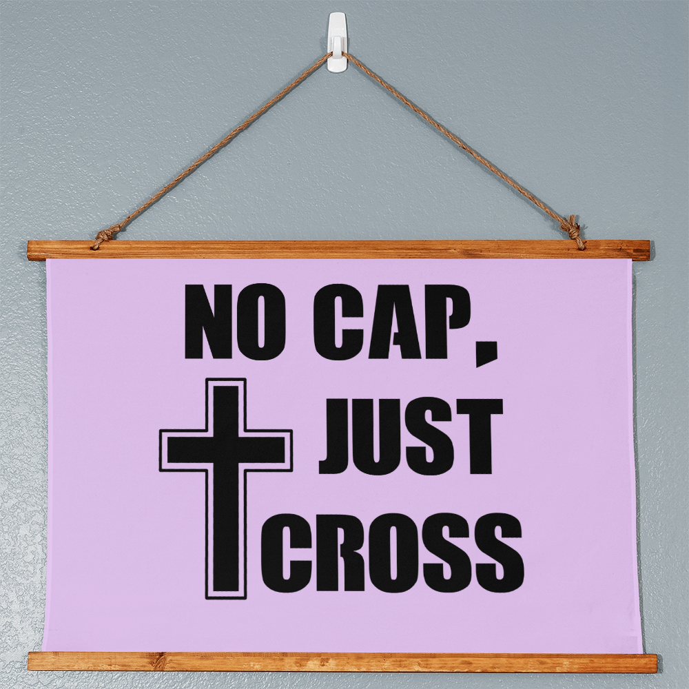 No Cap, Just Cross - Wood Framed Wall Tapestry (Landscape) - Gift for Her - Gift for Him