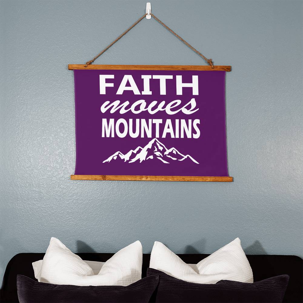 Faith Moves Mountains (White) - Wood Framed Wall Tapestry (Landscape) - Gift for Her - Gift for Him