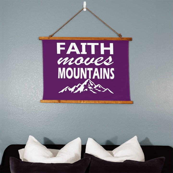 Faith Moves Mountains (White) Wood Framed Wall Tapestry (Landscape) – Gift for Her - Gift for Him