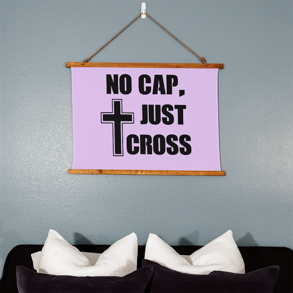 No Cap, Just Cross - Wood Framed Wall Tapestry (Landscape) - Gift for Her - Gift for Him