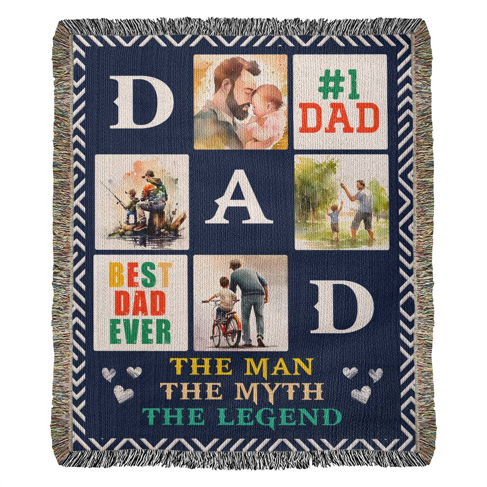 Best Dad Ever - Heirloom Woven Blanket (Portrait) - Gift for Dad