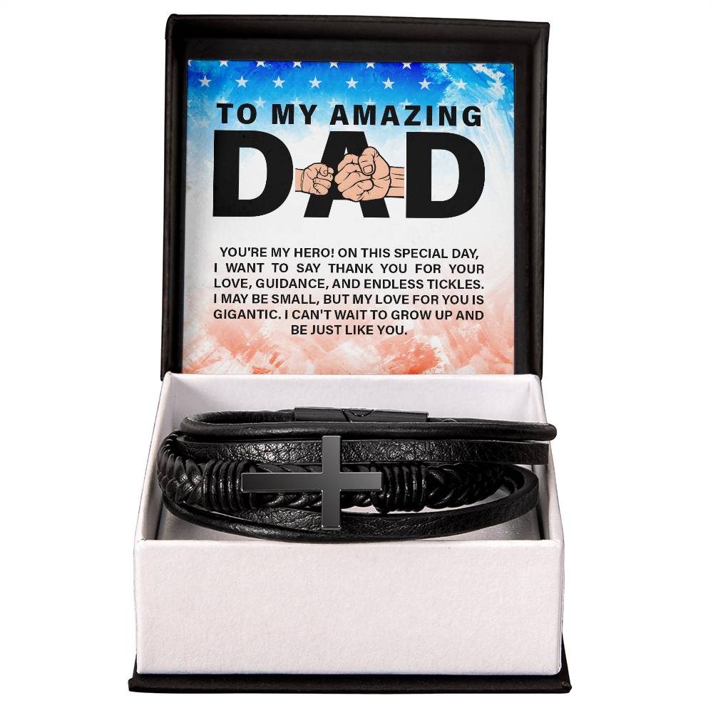 To My Amazing Dad, You're My Hero! - Men's Cross Bracelet - Gift for Dad