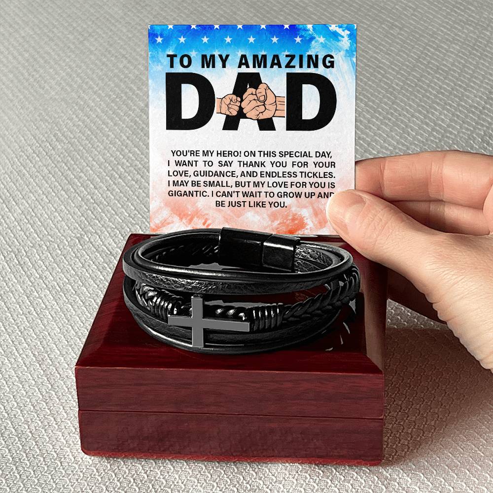 To My Amazing Dad, You're My Hero! - Men's Cross Bracelet - Gift for Dad