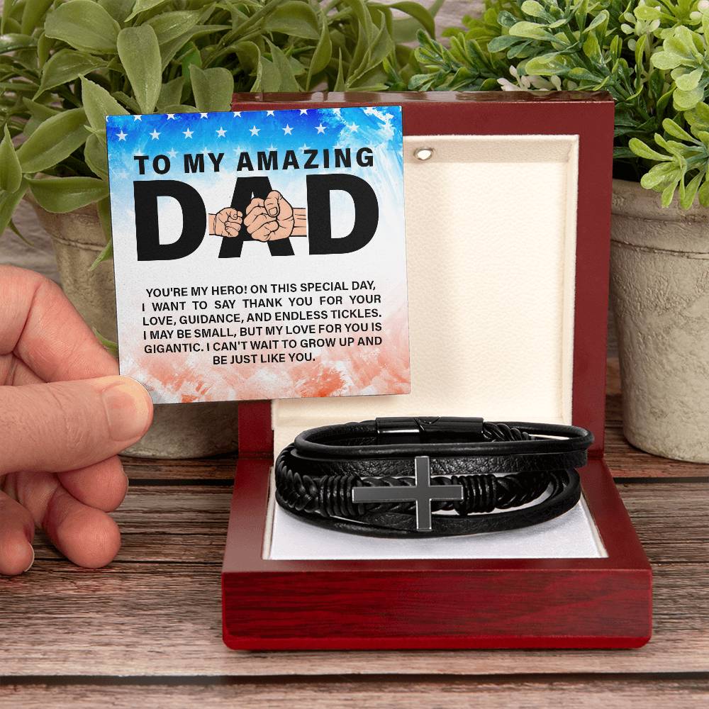 To My Amazing Dad, You're My Hero! - Men's Cross Bracelet - Gift for Dad