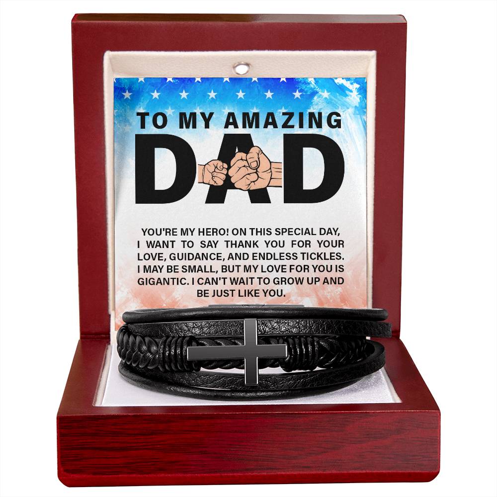 To My Amazing Dad, You're My Hero! - Men's Cross Bracelet - Gift for Dad