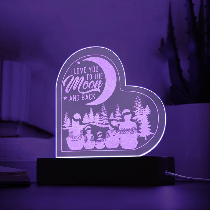 I Love You To The Moon And Back Engraved Acrylic Heart Plaque – Gift for Her - Gift for Him