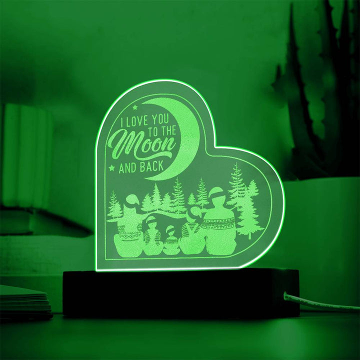I Love You To The Moon And Back Engraved Acrylic Heart Plaque – Gift for Her - Gift for Him