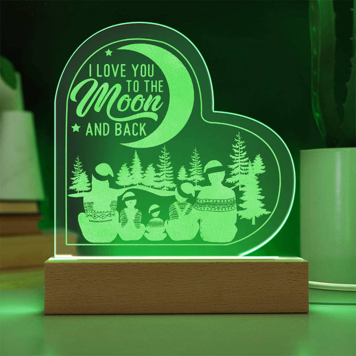 I Love You To The Moon And Back Engraved Acrylic Heart Plaque – Gift for Her - Gift for Him