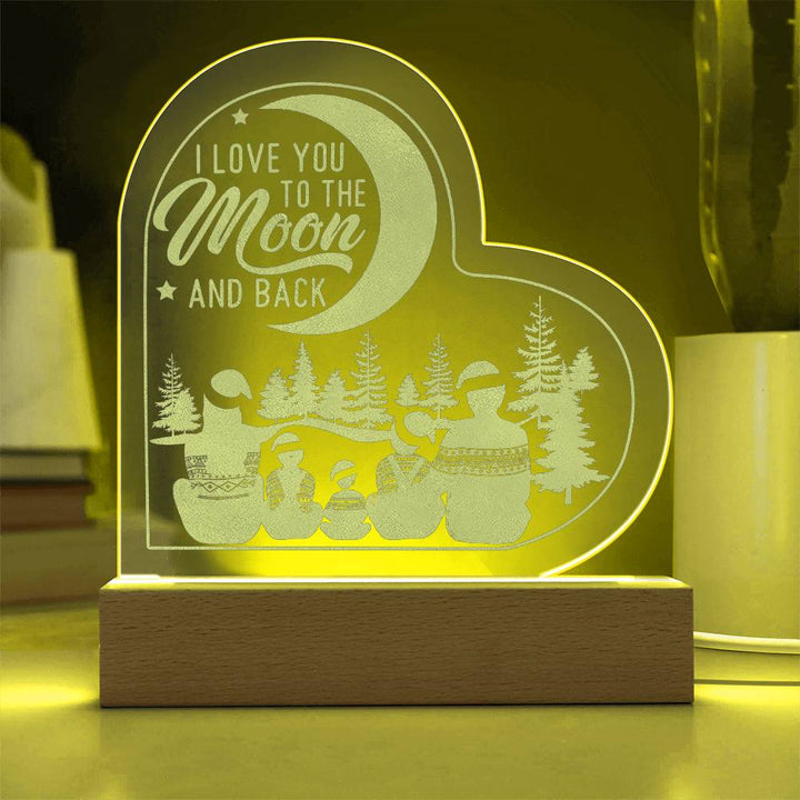 I Love You To The Moon And Back Engraved Acrylic Heart Plaque – Gift for Her - Gift for Him