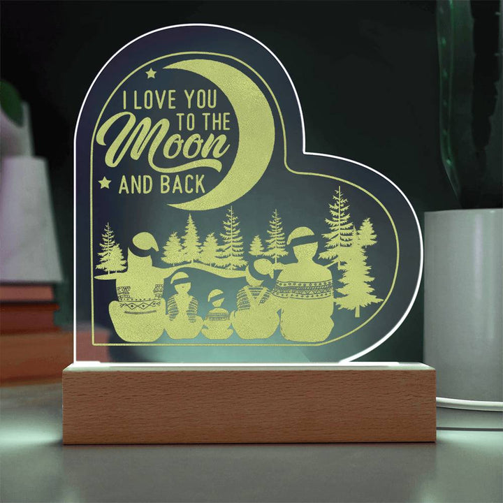 I Love You To The Moon And Back Engraved Acrylic Heart Plaque – Gift for Her - Gift for Him
