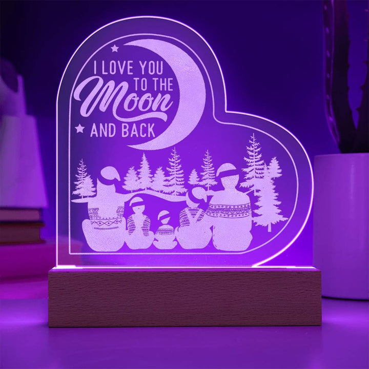 I Love You To The Moon And Back Engraved Acrylic Heart Plaque – Gift for Her - Gift for Him