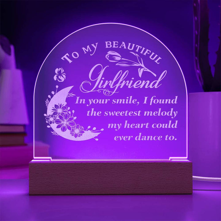 To My Beautiful Girlfriend, In Your Smile Engraved Acrylic Dome Plaque – Gift for Girlfriend