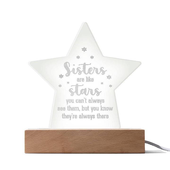 Sisters Are Like Stars Engraved Acrylic Star Plaque – Gift for Sister