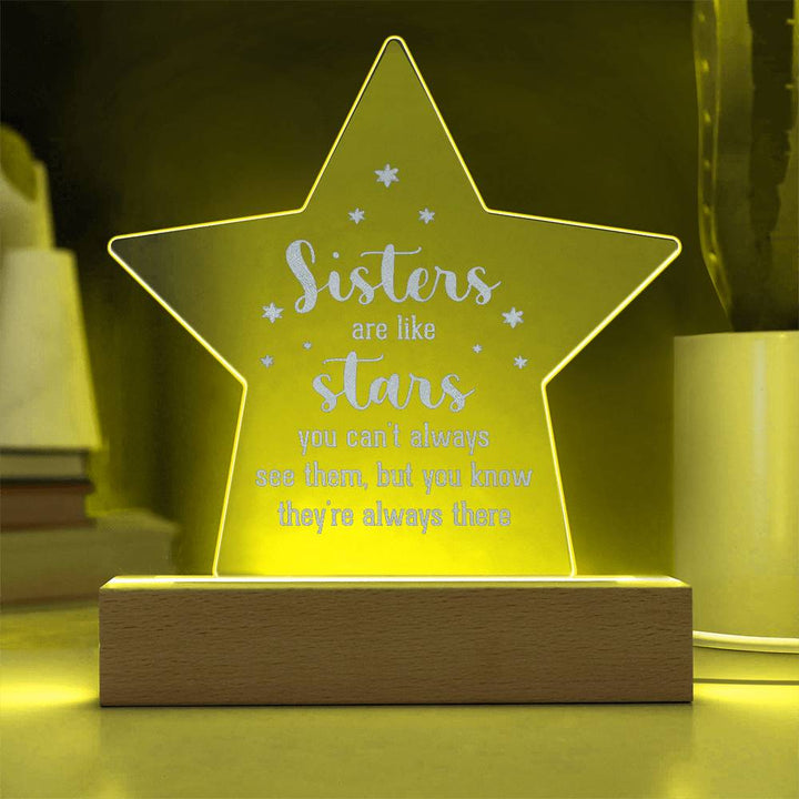 Sisters Are Like Stars Engraved Acrylic Star Plaque – Gift for Sister