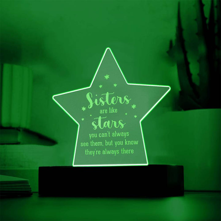 Sisters Are Like Stars Engraved Acrylic Star Plaque – Gift for Sister