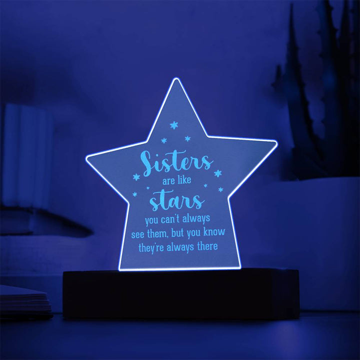 Sisters Are Like Stars Engraved Acrylic Star Plaque – Gift for Sister