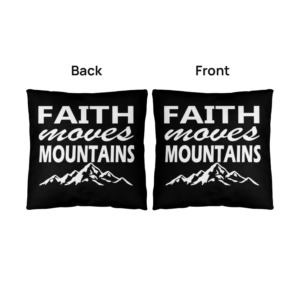 Faith Moves Mountains (White) - Classic Pillow - Gift for Her - Gift for Him