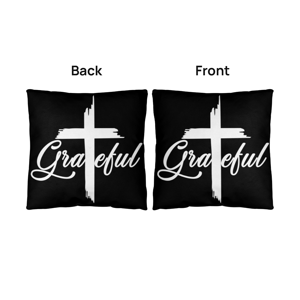 Grateful (White) - Classic Pillow - Gift for Her - Gift for Him