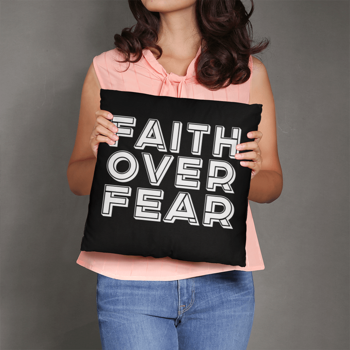Faith Over Fear (White) – Classic Pillow – Gift for Her - Gift for Him