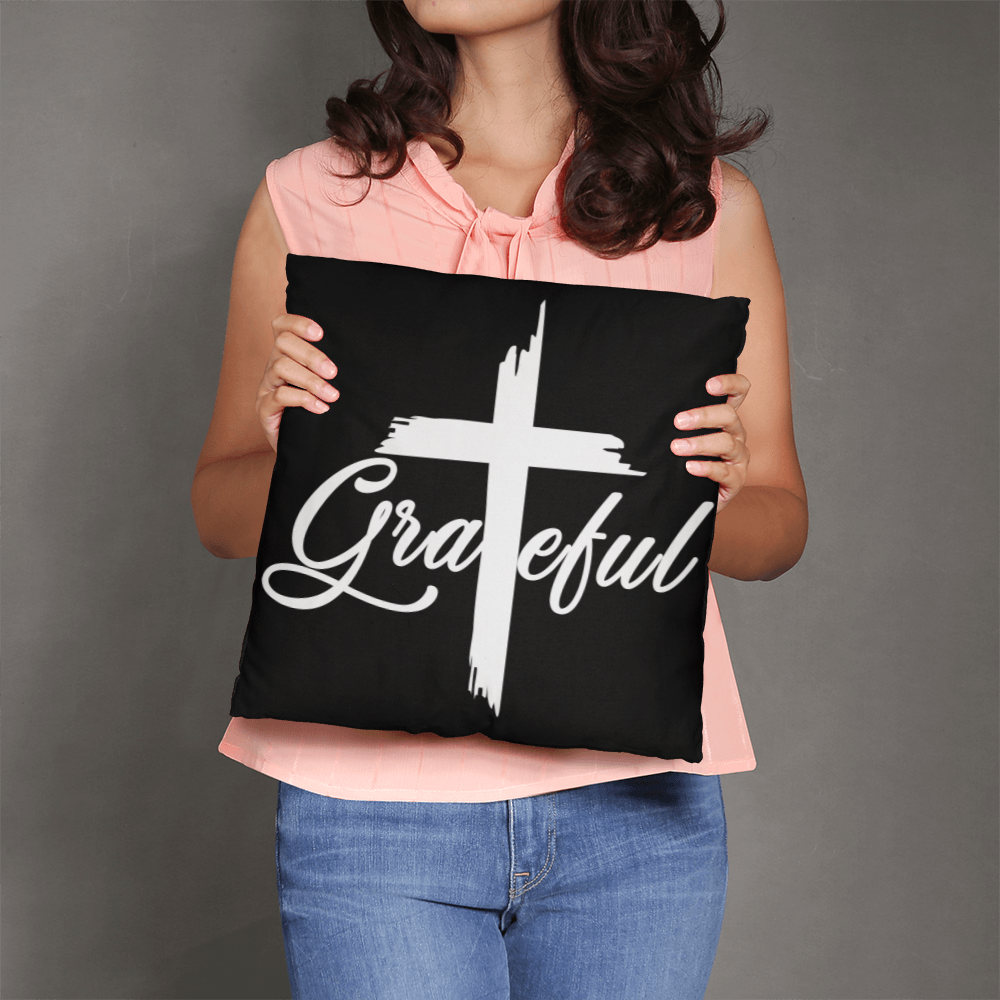 Grateful (White) - Classic Pillow - Gift for Her - Gift for Him