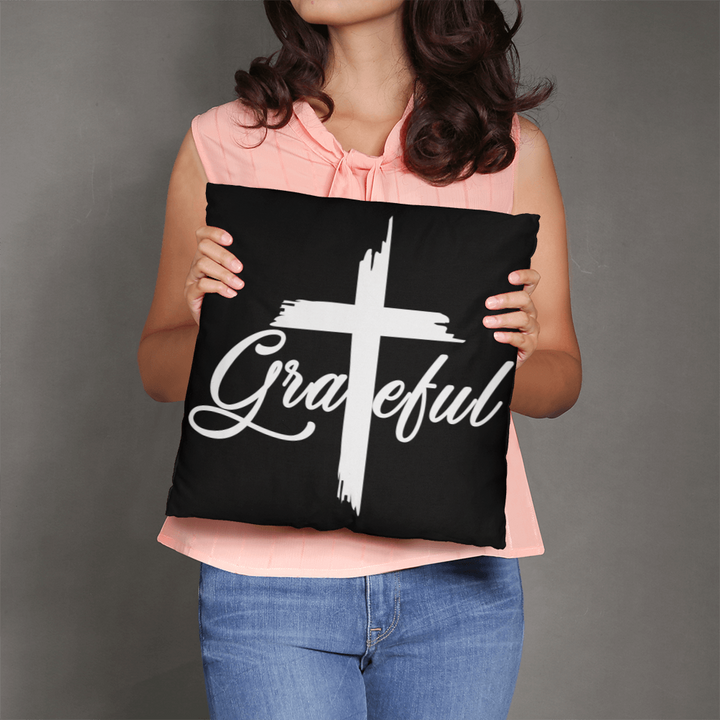 Grateful (White) Classic Pillow – Gift for Her - Gift for Him
