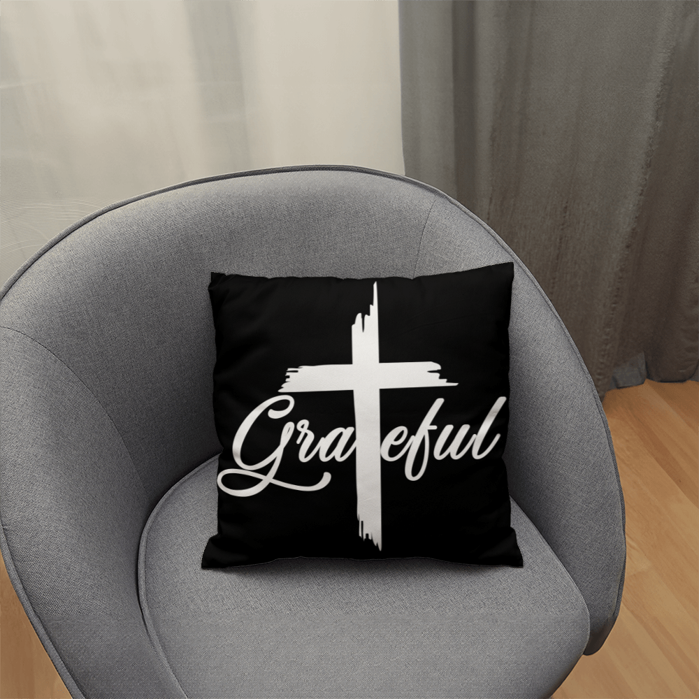 Grateful (White) - Classic Pillow - Gift for Her - Gift for Him