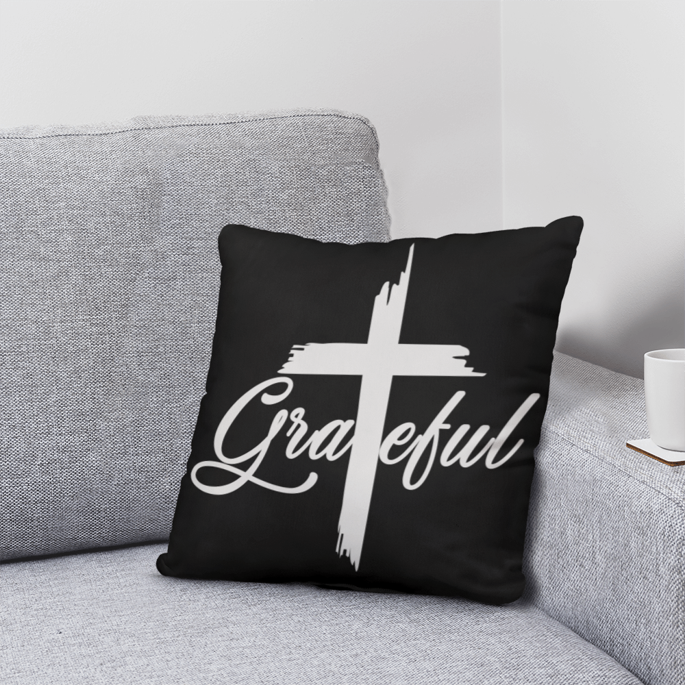 Grateful (White) - Classic Pillow - Gift for Her - Gift for Him