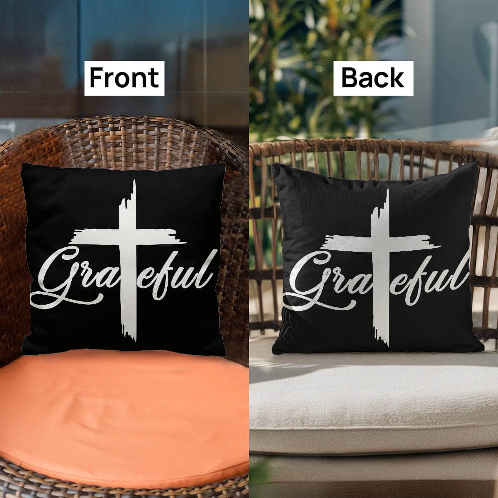 Grateful (White) - Classic Pillow - Gift for Her - Gift for Him