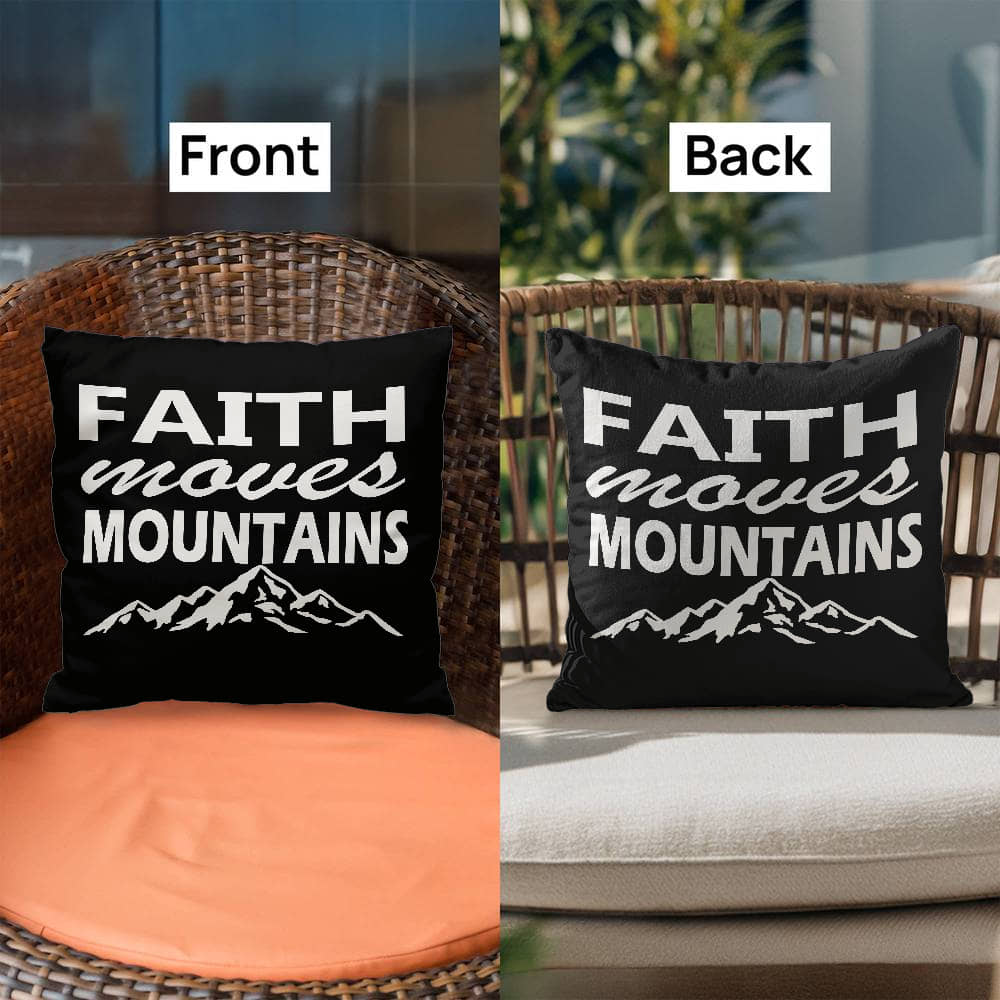 Faith Moves Mountains (White) - Classic Pillow - Gift for Her - Gift for Him