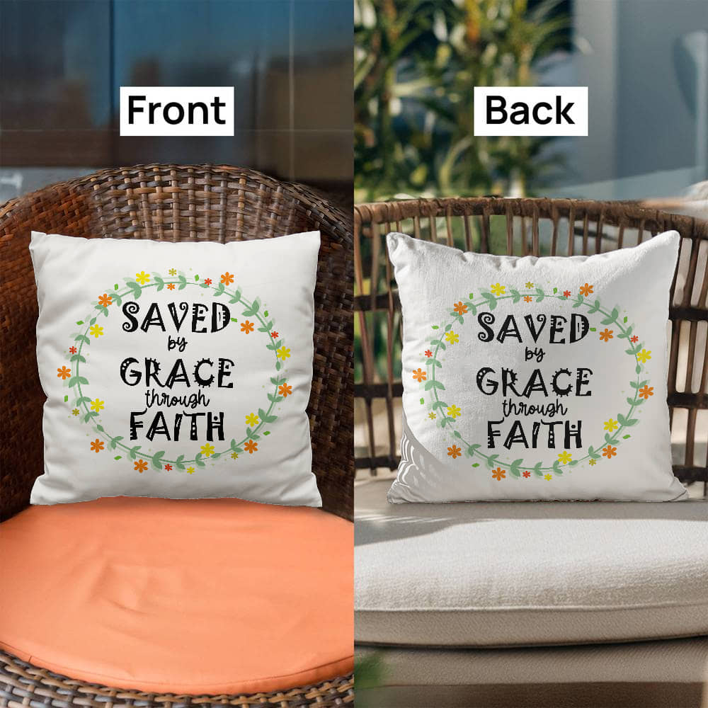 Saved By Grace Through Faith - Classic Pillow - Gift for Her - Gift for Him